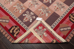 9x12 Rose, Taupe, Gray Color Hand Woven All-Over 100% Wool Traditional Oriental Rug