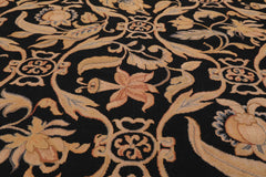 8x10 Black, Beige, Caramel Color Hand Woven All-Over 100% Wool Traditional Oriental Rug