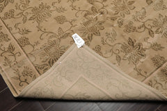 6x9 Tan, Moss, Color Hand Knotted All-Over Wool & Silk Transitional Oriental Rug