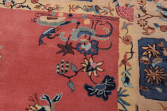 9x12 Bubblegum Pink Tan Beige Color Hand Tufted Floral Vase New Zealand Wool Oriental Rug