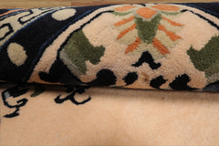 Chinese Art Deco New Zealand Wool Hand Tufted Beige with Peach Undertone Oriental Area Rug LoomBloom Multi Sizes