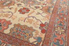 4x6 Ivory, Rose, Brown Color Hand Knotted Indo Kashan New Zealand Wool Traditional Oriental Rug