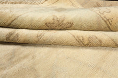 9x12 Beige, Celadon, Olive Color Hand Knotted Oushak Wool Transitional Oriental Rug