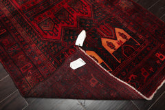 Runner Red, Charcoal, Coral Color Hand Knotted All-Over 100% Wool Traditional Oriental Rug