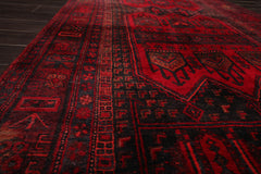 Runner Red, Charcoal, Coral Color Hand Knotted All-Over 100% Wool Traditional Oriental Rug