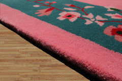 Chinese Art Deco New Zealand Wool Hand Tufted Bubblegum Pink Oriental Area Rug LoomBloom Multi Sizes