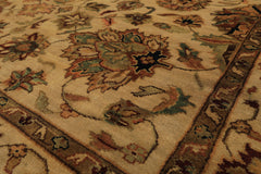 6x9 Tan, Sage, Brown Color Hand Knotted Agra Wool Traditional Oriental Rug