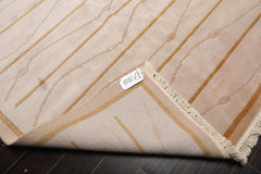 6x9 Beige, Tan, Pale Gold Color Hand Knotted All-Over 100% Wool Modern Oriental Rug