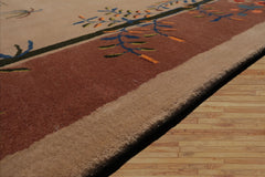 Chinese Art Deco New Zealand Wool Hand Tufted Beige Oriental Rug LoomBloom Multi Sizes