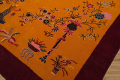 Floral Chinese Art Deco New Zealand Wool Hand Tufted Gold Oriental Area Rug LoomBloom Multi Sizes