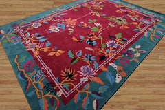 Multi Size Lantern Turquoise Area Rug Hand Tufted Transitional Chinese Art Deco in New Zealand Wool