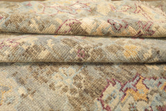 6x9 Beige, Moss, Aqua Color Hand Knotted Oushak Wool Traditional Oriental Rug