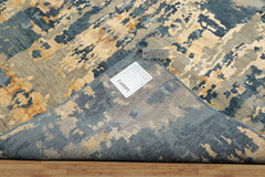 6x9 Gray, Aqua, Ivory Color Hand Knotted Indo Tibetan Wool & Bamboo Silk Modern & Contemporary Oriental Rug