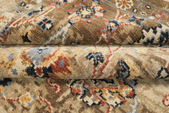 6x9 Beige, Rust, Navy Color Hand Knotted Oushak Wool Arts & Crafts Oriental Rug