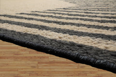 Multi Size Oatmeal Hand Woven Wool Area Rug LoomBloom Geometric Flatweave Contemporary Style