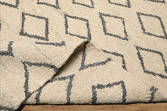 Multi Size Oatmeal Hand Woven Wool Area Rug LoomBloom Geometric Flatweave Contemporary Style