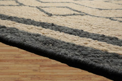 Multi Size Oatmeal Hand Woven Wool Area Rug LoomBloom Geometric Flatweave Contemporary Style