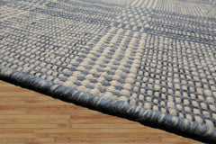 Multi Size Ivory Wool Flatweave Contemporary Rug by LoomBloom Plaid Hand Woven Oriental Style