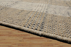 Multi Size Ivory Wool Plaid Flatweave Modern Rug by LoomBloom Hand Woven Oriental Style
