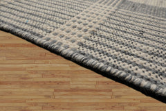 Multi Size Ivory Wool Plaid Flatweave Modern Rug by LoomBloom Hand Woven Oriental Style