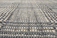 Multi Size Ivory Wool Plaid Flatweave Modern Rug by LoomBloom Hand Woven Oriental Style