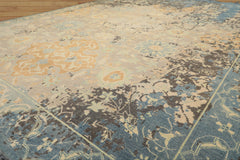 8x10 Taupe, Beige, Blue Color Hand Knotted Oushak Wool Transitional Oriental Rug