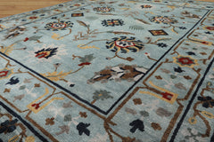 8x10 Aqua, Brown, Gold Color Hand Knotted Tibetan Wool Arts & Crafts Oriental Rug