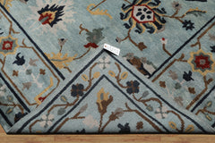 8x10 Aqua, Brown, Gold Color Hand Knotted Tibetan Wool Arts & Crafts Oriental Rug