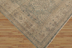 LoomBloom Hand Knotted Wool Oriental Rug Traditional Garden Celadon 9'x12' Distressed