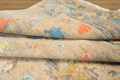 8x10 Taupe, Beige, Gray Color Hand Knotted Oushak Wool Arts & Crafts Oriental Rug