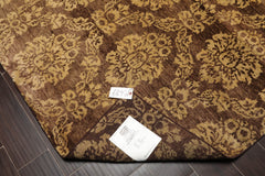 6x9 Brown, Light Gold, Color Hand Knotted All-Over 100% Wool Transitional Oriental Rug