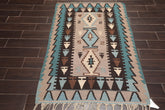 3x5 Taupe, Blue, Ivory Color Hand Knotted All-Over 100% Wool Traditional-Persian/Oriental Oriental Rug