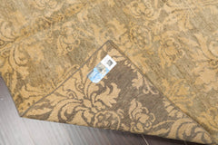 6x9 Moss, Light Gold, Color Hand Knotted All-Over 100% Wool Transitional Oriental Rug
