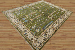 Classic 8'x10' Green Hand Knotted Traditional William Morris Arts & Crafts Wool Rug