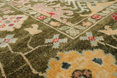 Classic 8'x10' Green Hand Knotted Transitional Wool Oriental Rug