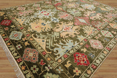 Classic 8'x10' Green Hand Knotted Transitional Wool Oriental Rug