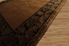 4x6 Gold, Black, Brown Color Hand Knotted Indo Tibetan New Zealand Wool Transitional Oriental Rug