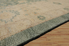 10x14 Green Beige Caramel Color Hand Knotted Wool Antique Oriental Rug