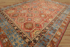 Classic LoomBloom Burnt Orange Hand Knotted Wool Oriental Area Rug in Transitional Geometric Design Multi Sizes