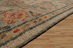 10x14 Beige Turquoise Gold Color Hand Knotted Wool Traditional Oriental Rug
