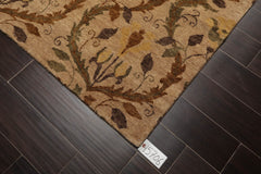 6x9 Tan, Brown, Olive Color Hand Knotted All-Over 100% Wool Traditional Oriental Rug
