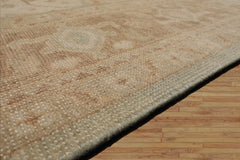 10x14 Sage Beige Tan Color Hand Knotted Wool Traditional Oriental Rug