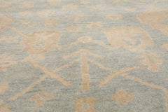 Hand Knotted Light Blue Oushak Rug LoomBloom Wool Oriental Stone Wash Style