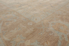 Hand Knotted Beige Oushak Rug LoomBloom Wool Oriental Stone Wash Style