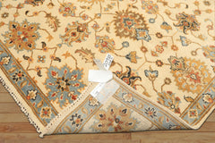 6x9 Beige, Aqua, Gold Color Hand Knotted Oushak Wool Traditional Oriental Rug