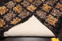 4x6 Black, Gold, Gray Color Hand Made All-Over 100% Wool Hippie Oriental Rug