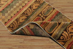 Tibetan Art and Deco Transitional Runner Hand Knotted Tan Wool Rug 2'6"x9'9"