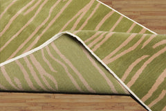 Tibetan Hand Knotted Lime Wool Runner Graphic Modern and Contemporary Rug 2'7"x9'10"