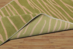 Tibetan Hand Knotted Lime Wool Runner Graphic Modern and Contemporary Rug 2'8"x9'10"