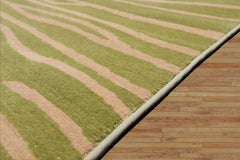 Tibetan Hand Knotted Lime Wool Runner Graphic Modern and Contemporary Rug 2'8"x9'10"